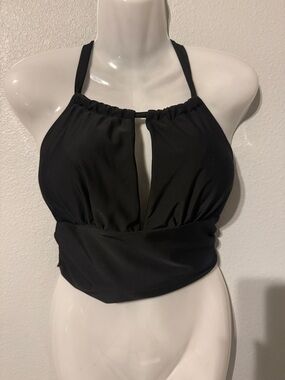 Black Halter Swim Camisole with Front Keyhole